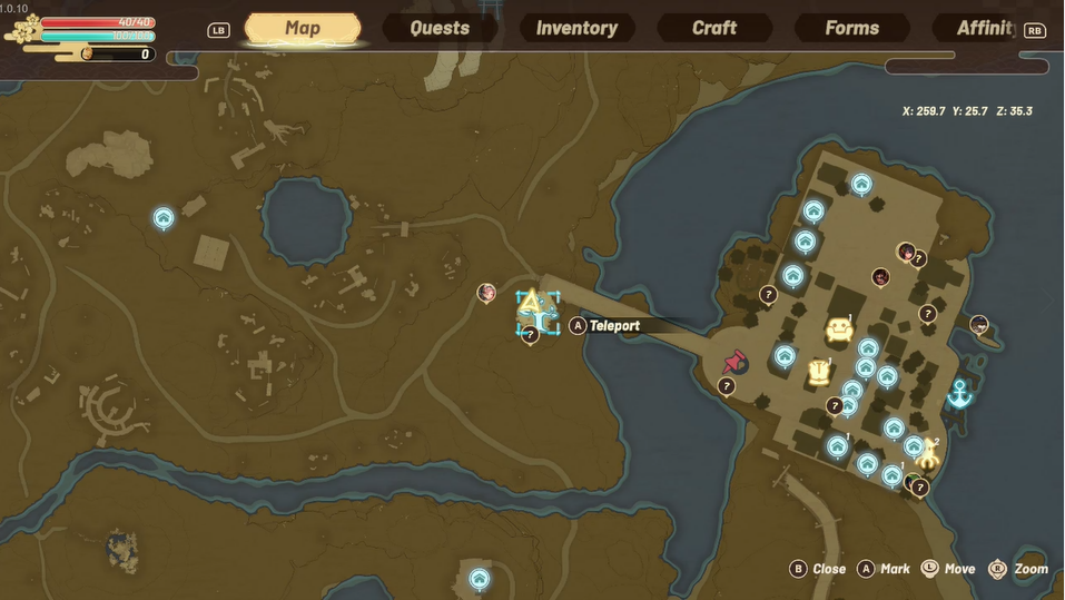Map of the first shrine to teleport